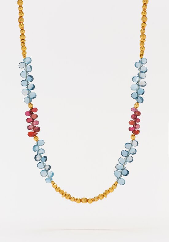 Greig Porter 18K Graduated Rounds, Spinel & Topaz Briolette Beaded Necklace 18.5