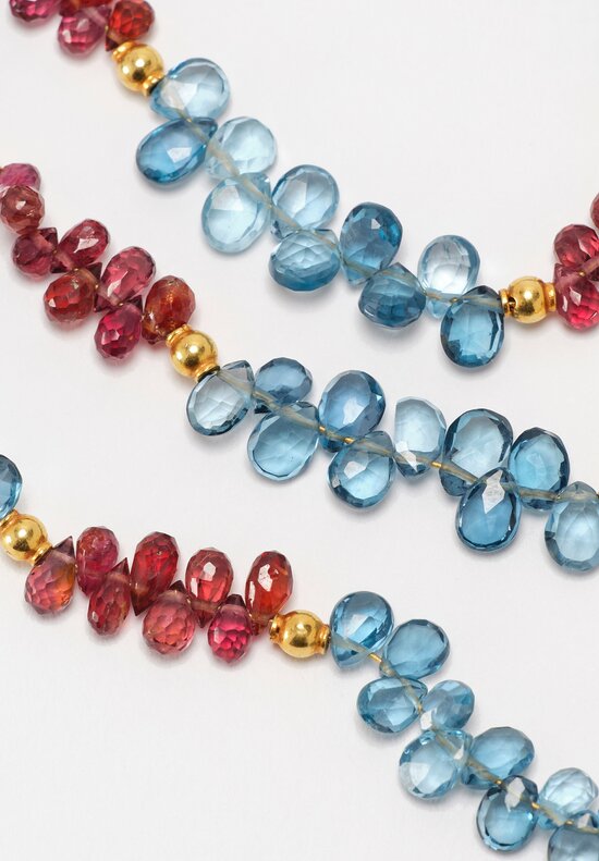 Greig Porter 18K Graduated Rounds, Spinel & Topaz Briolette Beaded Necklace 18.5