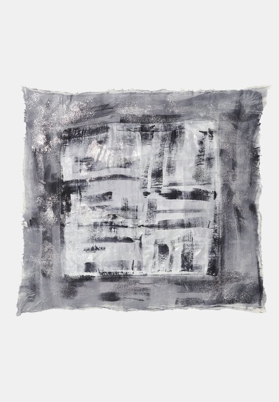 Avant Toi Laminated Silk Cashmere Quadrello Iconic Marbled Scarf