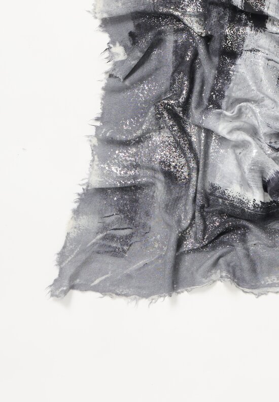 Avant Toi Laminated Silk Cashmere Quadrello Iconic Marbled Scarf