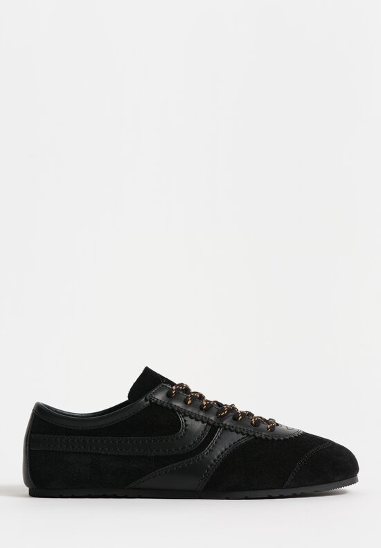 Dries Van Noten Calfskin Suede Sneakers with Leather Trim