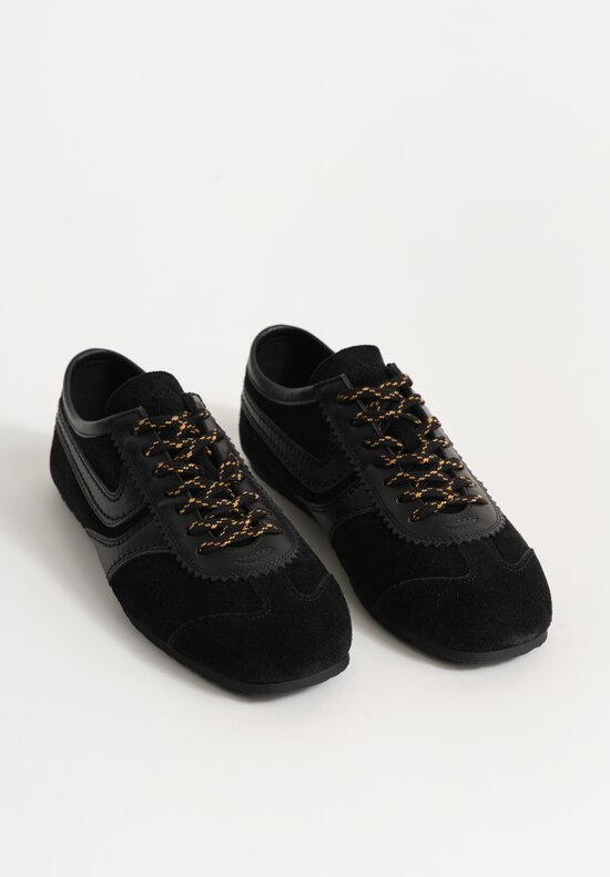 Dries Van Noten Calfskin Suede Sneakers with Leather Trim