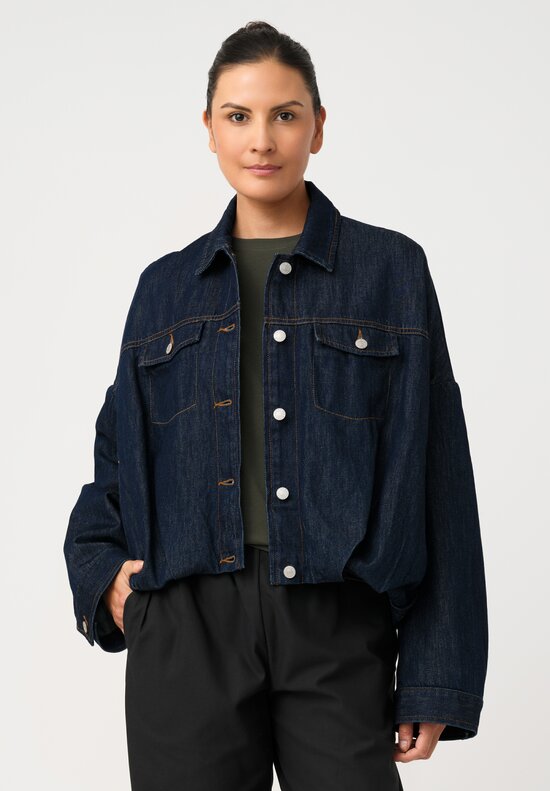 Dries Van Noten Cotton Denim Vesto Jacket in Indigo Blue