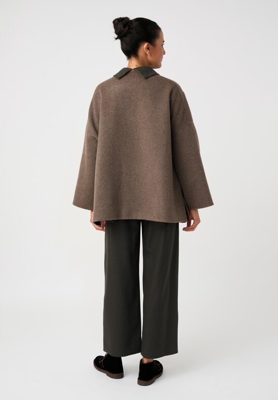Daniela Gregis Double-Faced Cashmere Gladiolo Jacket in Taupe Brown & Green
