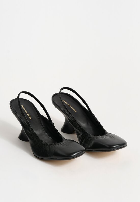 Dries Van Noten Calf & Lamb Leather Sculptural Wedge Slingbacks