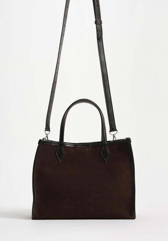 Métier Nubuck & Buffalo Leather Chameleon 30 Tote Bag Chocolate Brown & Black