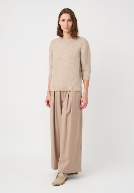 Lauren Manoogian Suri Alpaca & Pima Cotton Hand-Loomed Loft Crew Neck Sweater in Natural Antique