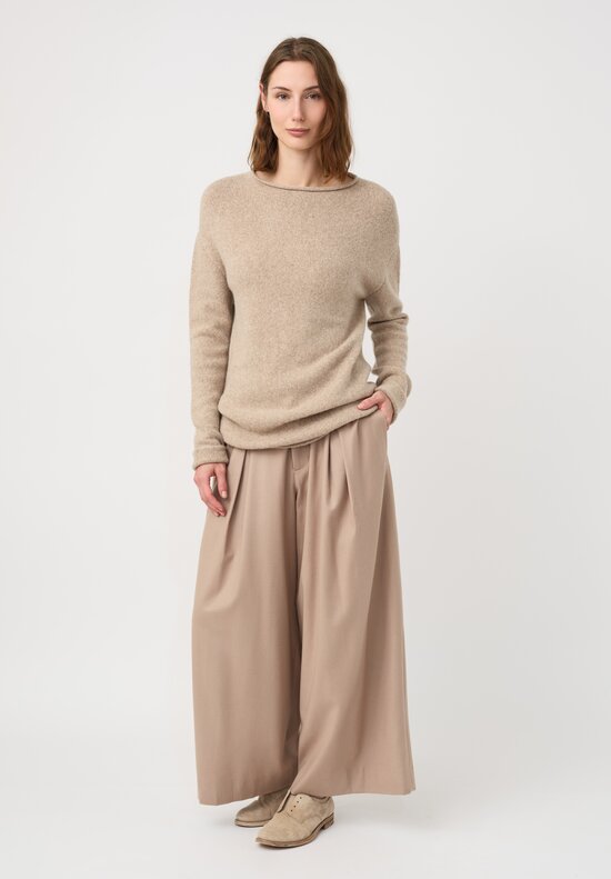 Lauren Manoogian Super Baby Alpaca Cashmere Rolled Edge Boatneck Sweater