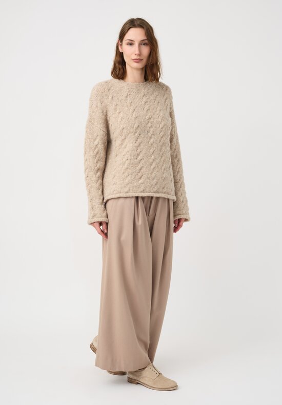 Lauren Manoogian Suri Alpaca Chunky Cable Knit Crew Neck Sweater