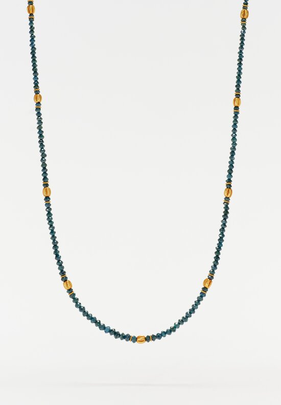 Greig Porter 18K Twist Crowned Fluted Rounds & Corundum Beaded Necklace 17.5