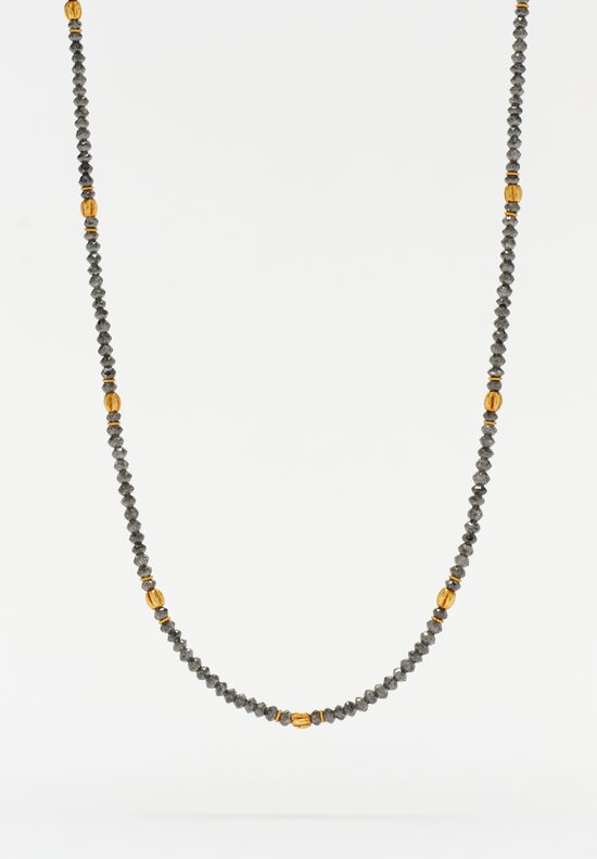 Greig Porter 18K Twist Crowned Fluted Rounds & Grey & Blue Diamond Beaded Necklace 18