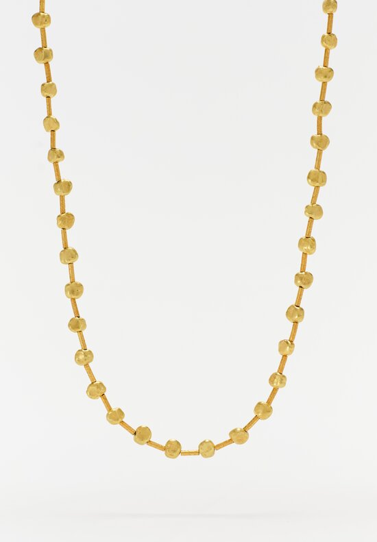 Greig Porter 18K Nuggets & Brushed Gold Cylinders Beaded Necklace 17
