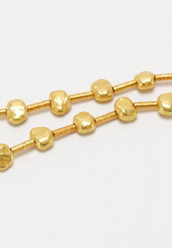 Greig Porter 18K Nuggets & Brushed Gold Cylinders Beaded Necklace 17
