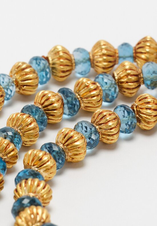 Greig Porter 18K Fluted Bicones & London Blue Topaz Beaded Necklace 18