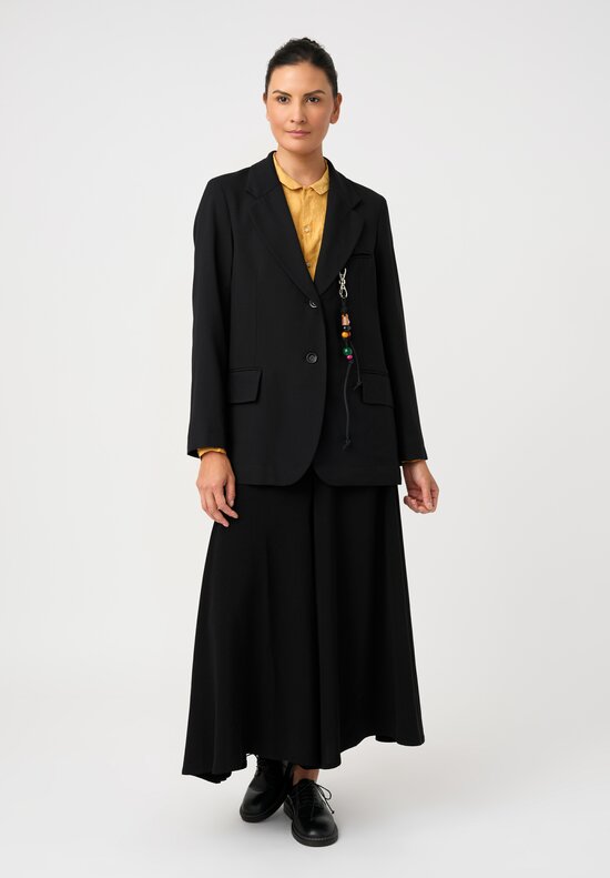 Song for the Mute Tailored Blazer with Removable Wooden Beaded Keychain Detail in Black