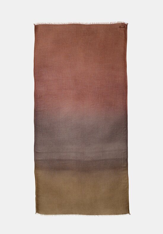 Faliero Sarti Cashmere Silk Gradient Nuby Scarf Brown to Olive