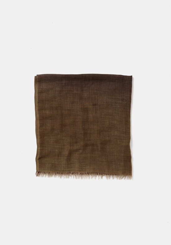 Faliero Sarti Cashmere Silk Gradient Nuby Scarf Brown to Olive