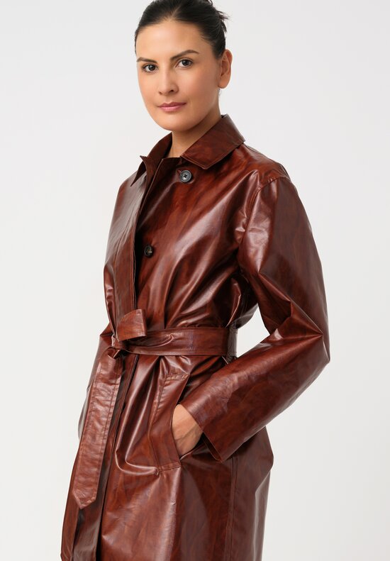 Dries Van Noten Water Repellent Tie Waist Ramblasa Coat in Cognac Brown
