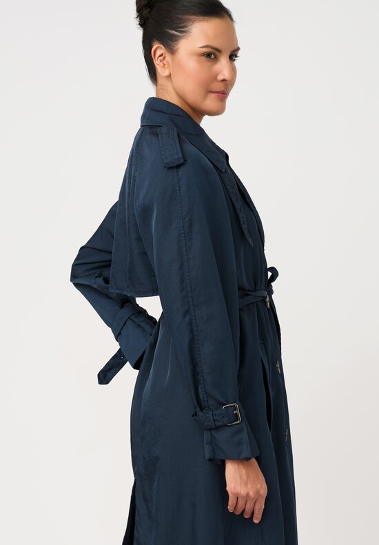 Dries Van Noten Twill Weave Ristos Trench Coat in Peacock Teal Blue