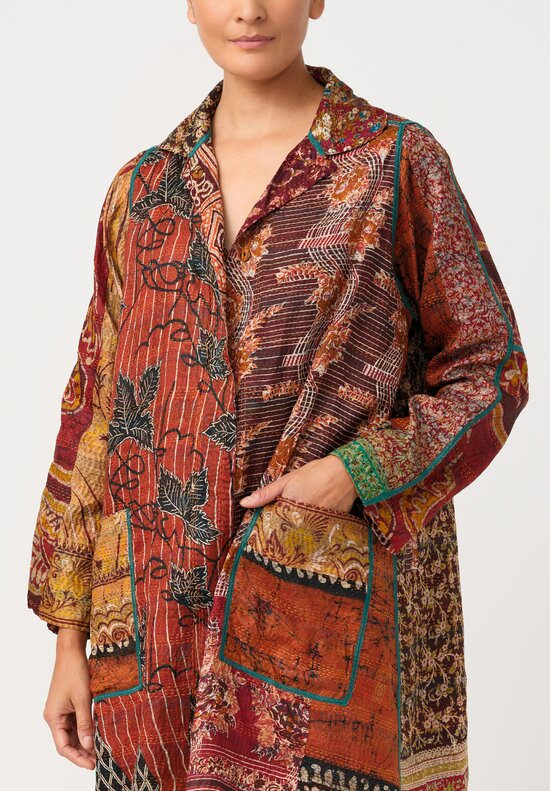 Mieko Mintz Vintage Silk Kantha A-Line Duster
