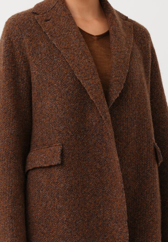 Boboutic Thermal Alpaca Knit Coat in Tobacco Brown Salt & Pepper Mix