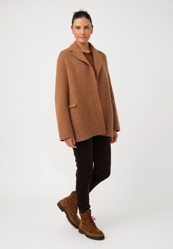 Boboutic Cashmere & Silk Open Front Jacket in Peanut Brown