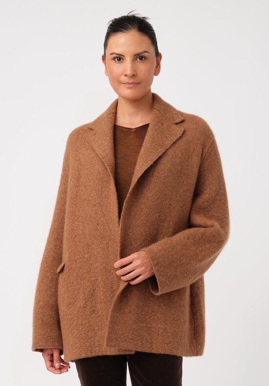 Boboutic Cashmere & Silk Open Front Jacket in Peanut Brown