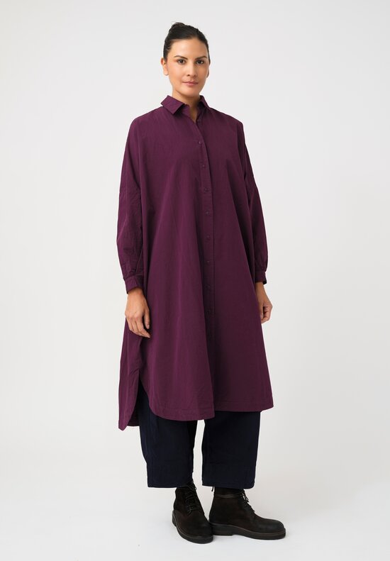 Casey Casey Washed Paper Cotton Pleated Back Yuri Tunic in Blackberry Purple