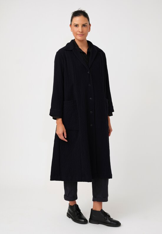 Casey Casey Bubble Crepe Cashmere Moped Dress Coat in Black