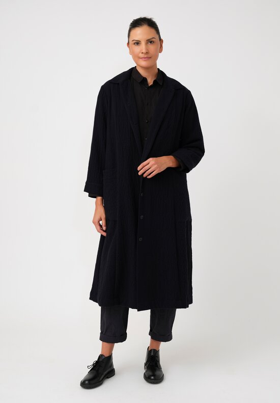 Casey Casey Bubble Crepe Cashmere Moped Dress Coat in Black