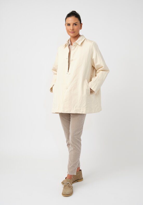 Casey Casey Cotton & Linen Sateen Soleil Button-Down Jacket in Natural Cream