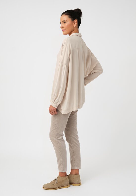 Casey Casey Tissue Squarbi Button-Down Top in Natural Beige