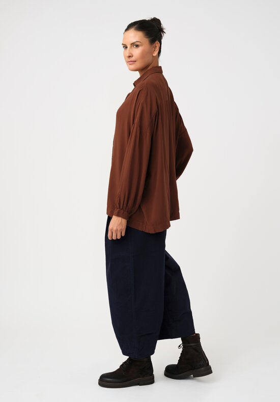Casey Casey Tissue Squarbi Button-Down Top in Cinnamon Brown