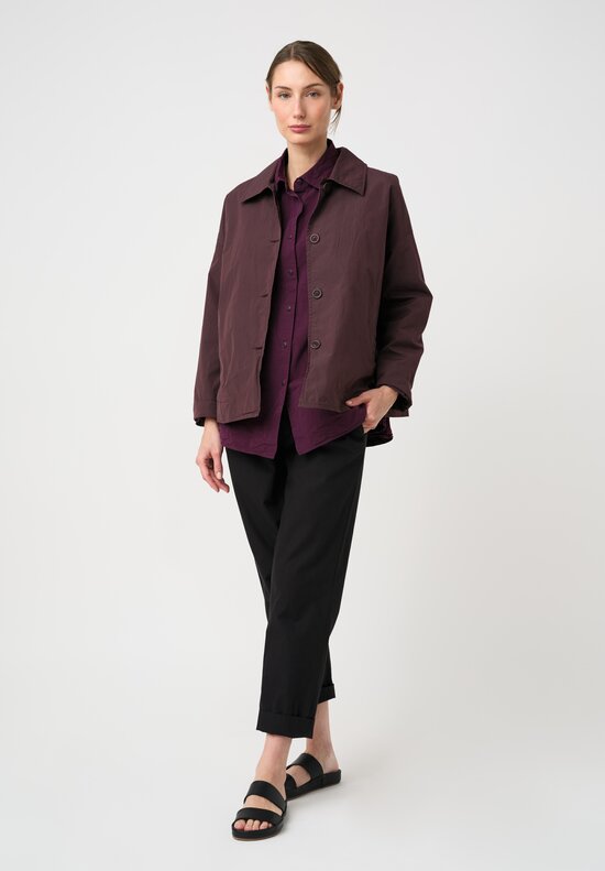 Casey Casey Washed Paper Cotton Waga Button-Down Shirt in Blackberry Purple