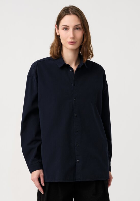 Toogood Fine Cotton Canvas Draughtsman Shirt in Inky Blue
