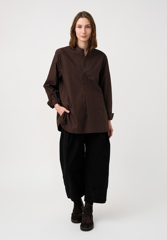 Toogood Organic Cotton Work Twill Etcher Wide Leg Cropped Pants in Flint Black