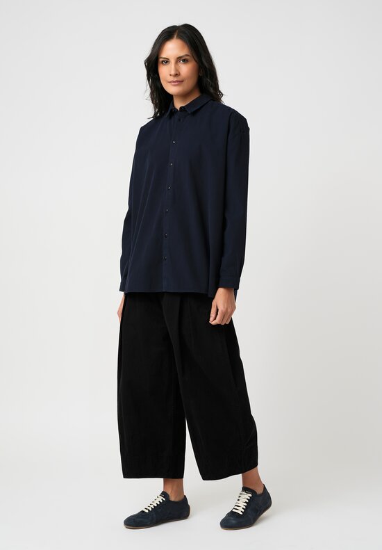 Toogood Organic Cotton Twill 'The Etcher' Barrel Pants in Flint Black