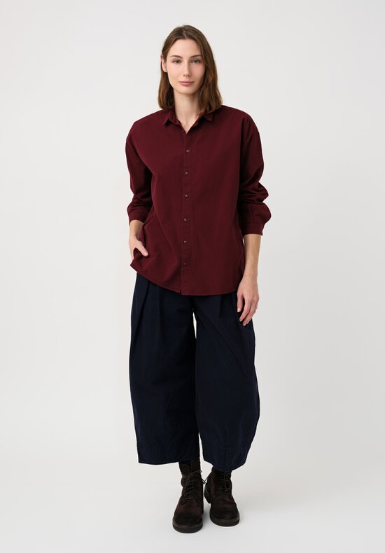 Toogood Organic Cotton Work Twill Etcher Wide Leg Cropped Pants in Inky Blue