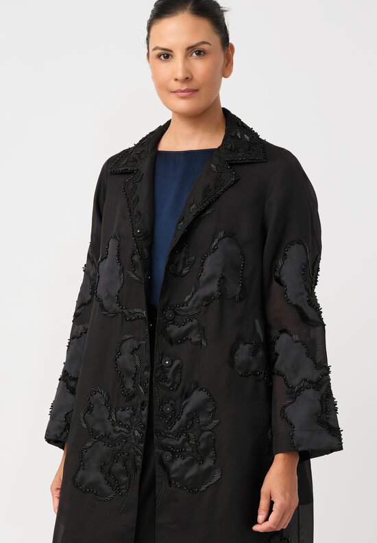 Biyan Silk Organza Beaded Heliana Coat