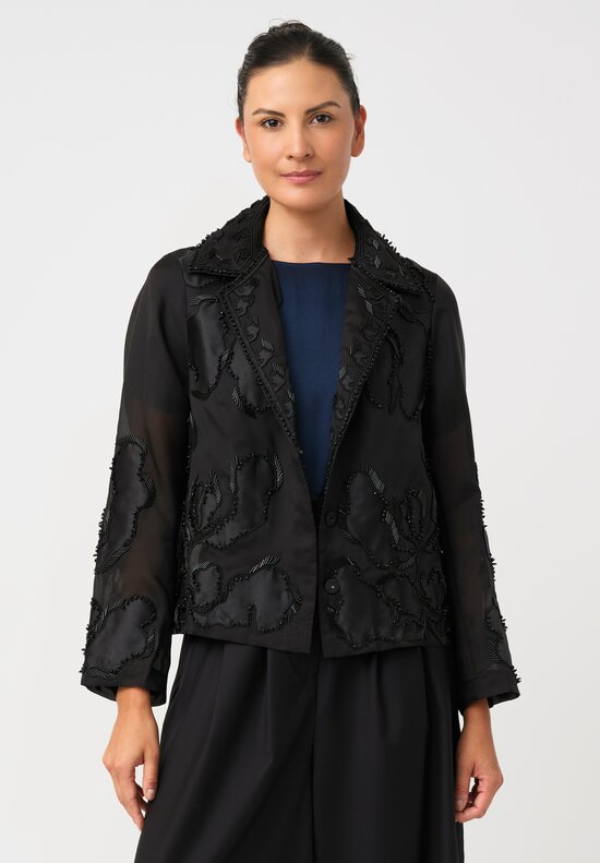 Biyan Silk Organza Beaded Orchid Camiela Blazer