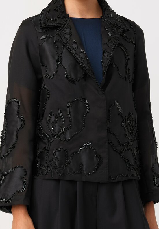 Biyan Silk Organza Beaded Orchid Camiela Blazer