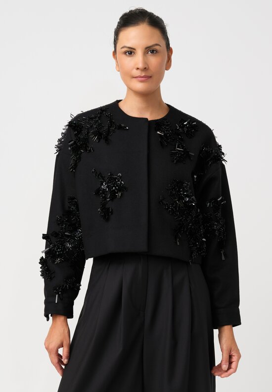 Biyan Cotton Tweed & Felted Confetti Cadea Jacket with Beaded Embellishment