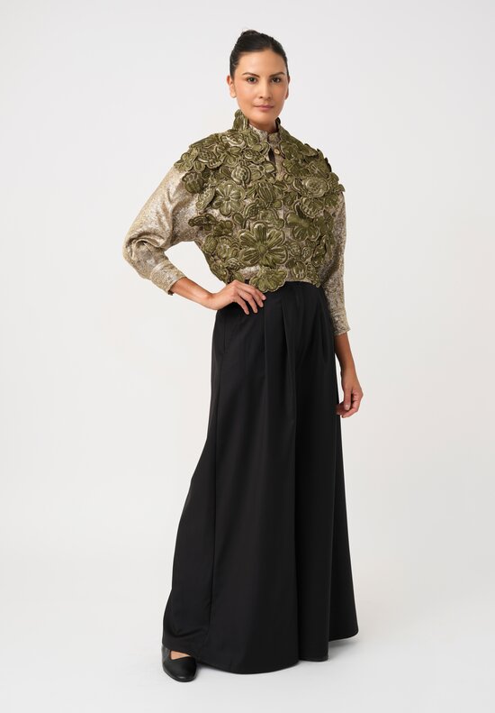 Biyan Lamé 3D Flower Appliqué Cester Chaquetilla Cropped Jacket