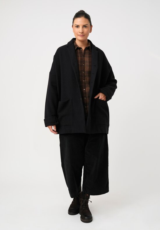 Album di Famiglia Thermal & Felted Serie Numerata Relaxed Blazer in Black