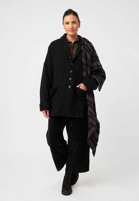 Album di Famiglia Thermal & Felted Serie Numerata Relaxed Blazer in Blackck