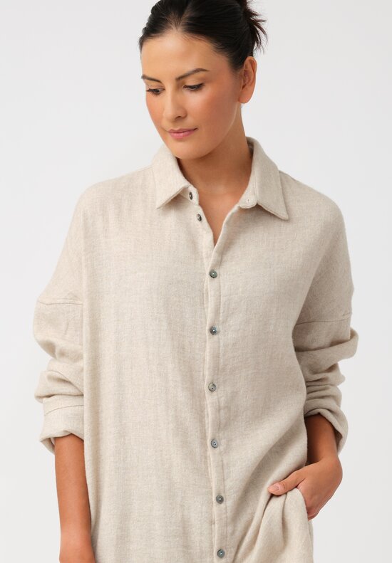 Album di Famiglia Thermal & Felted Serie Numerata Button-Down Shirt in Natural