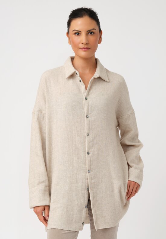 Album di Famiglia Thermal & Felted Serie Numerata Button-Down Shirt in Natural