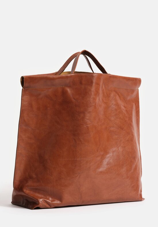 Bea Mombaers Tumbled Buffalo Leather Large Shopper Bag Cognac Brown