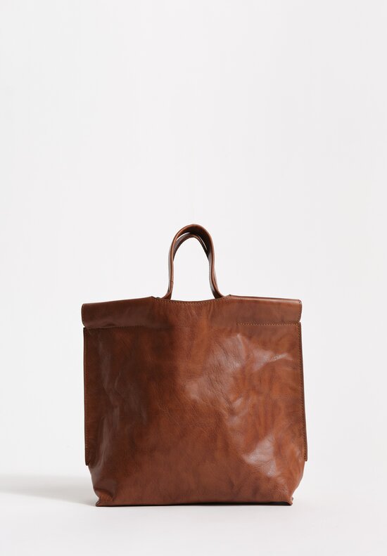 Bea Mombaers Tumbled Buffalo Leather Small Shopper Bag Cognac Brown