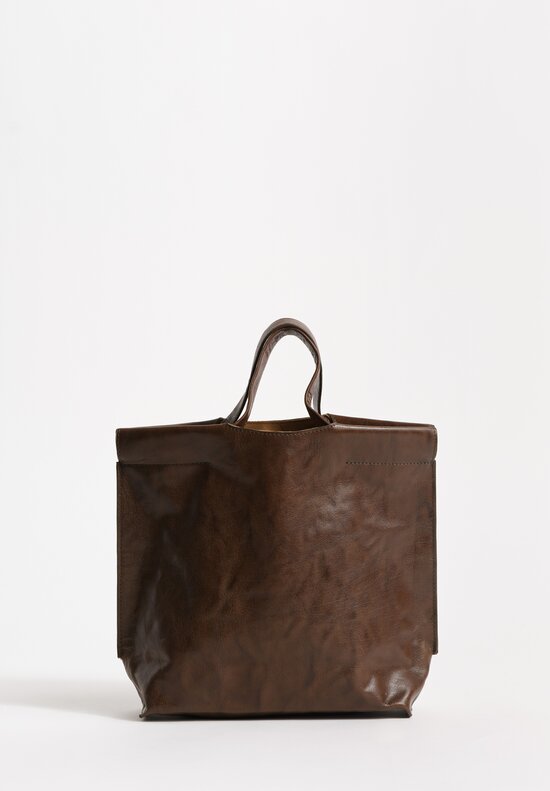 Bea Mombaers Tumbled Buffalo Leather Small Shopper Bag Dark Hazel Olive